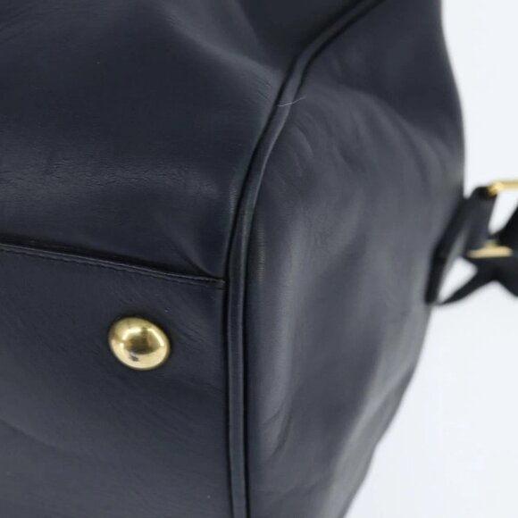 SAINT LAURENT Mini Boston Bag Leather 2way Navy Gold Auth bs30084 - Picture 4 of 16